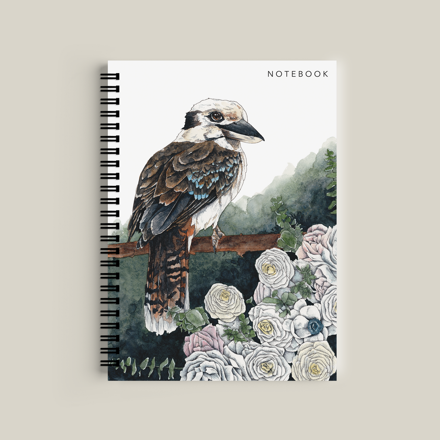 Notebook with a bird and floral design on the cover