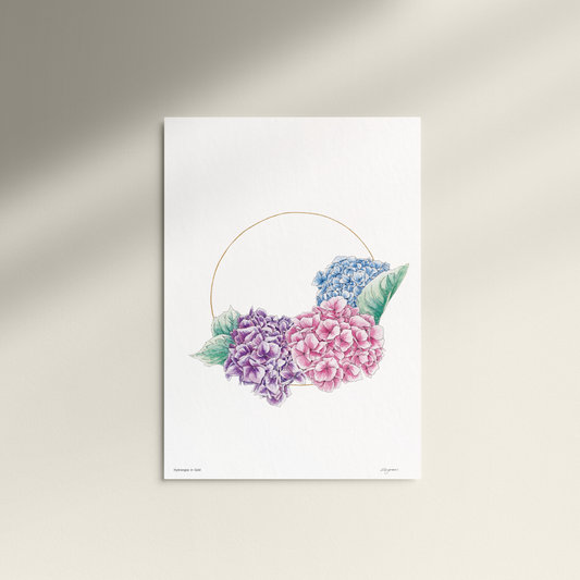 "Hydrangea in Gold" Print