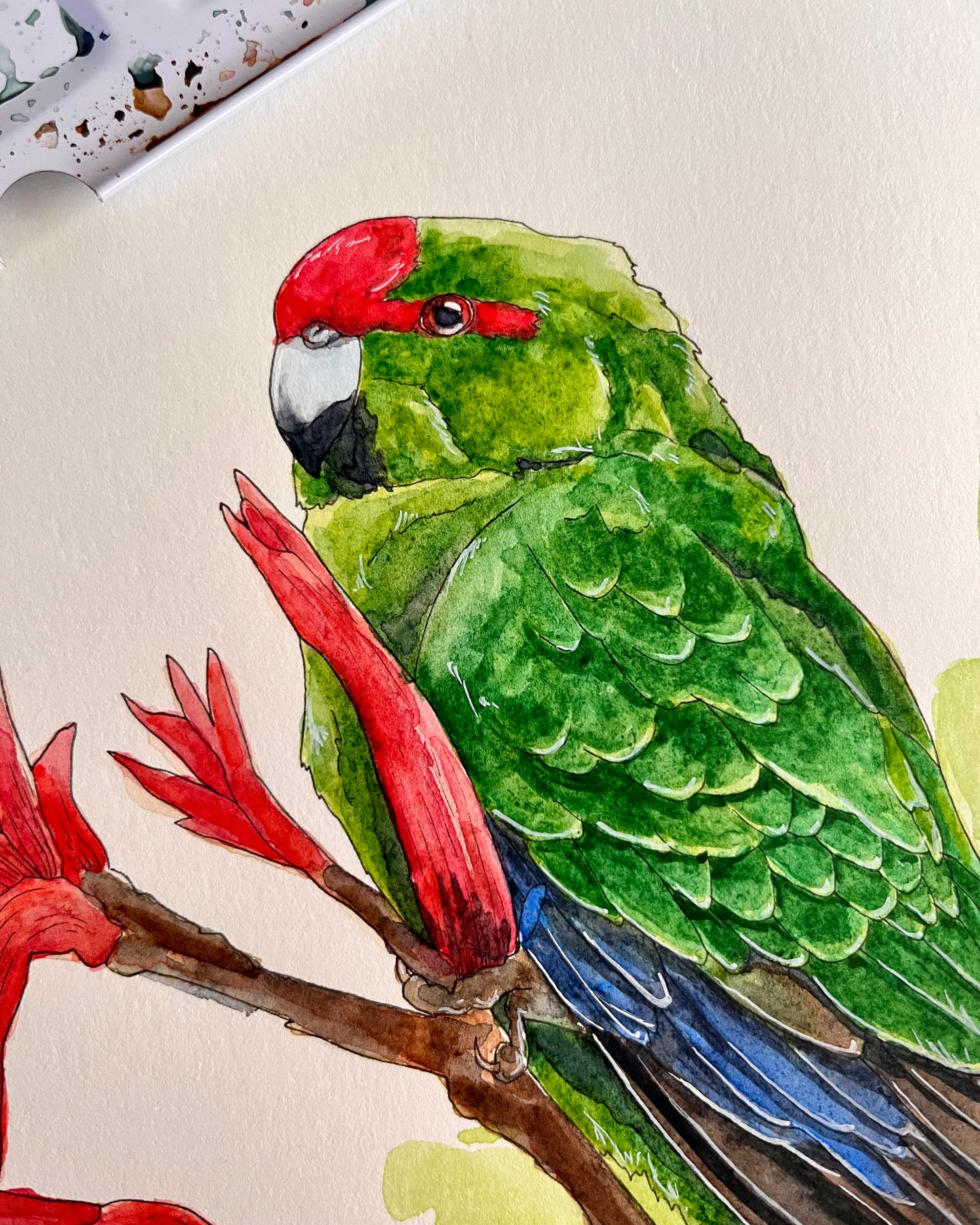 Kākāriki on Harakeke Original
