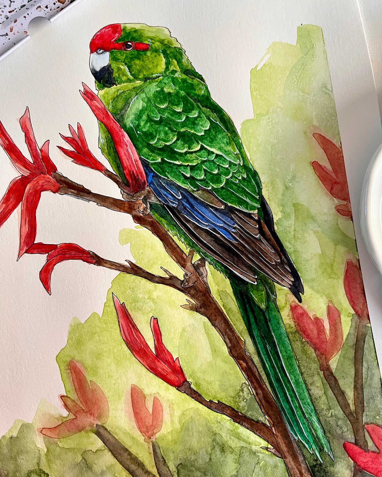 Kākāriki on Harakeke Original