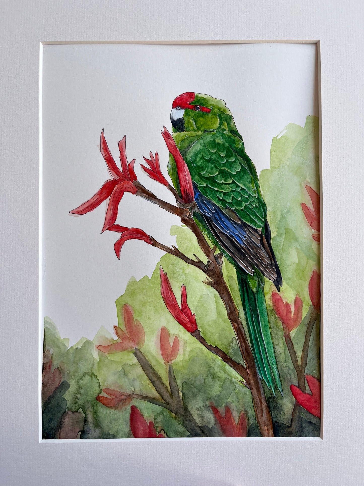 Kākāriki on Harakeke Original