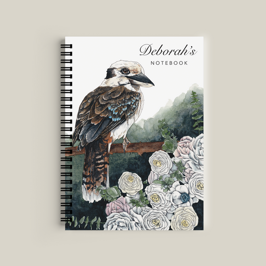 Notebook with a bird and floral design on the cover, featuring the name 'Deborah'.