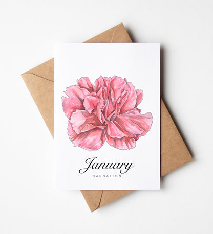 January Birth Month Flower Greeting Card