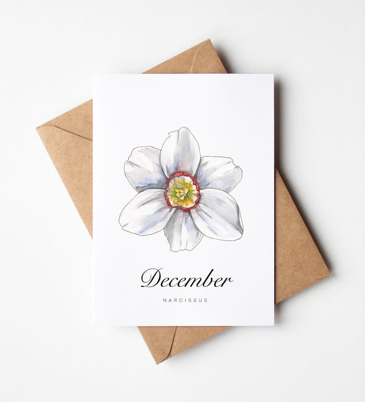December Birth Month Flower Greeting Card