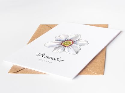 December Birth Month Flower Greeting Card