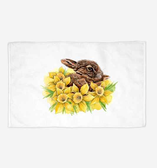 Dozing in Daffodils Tea Towel