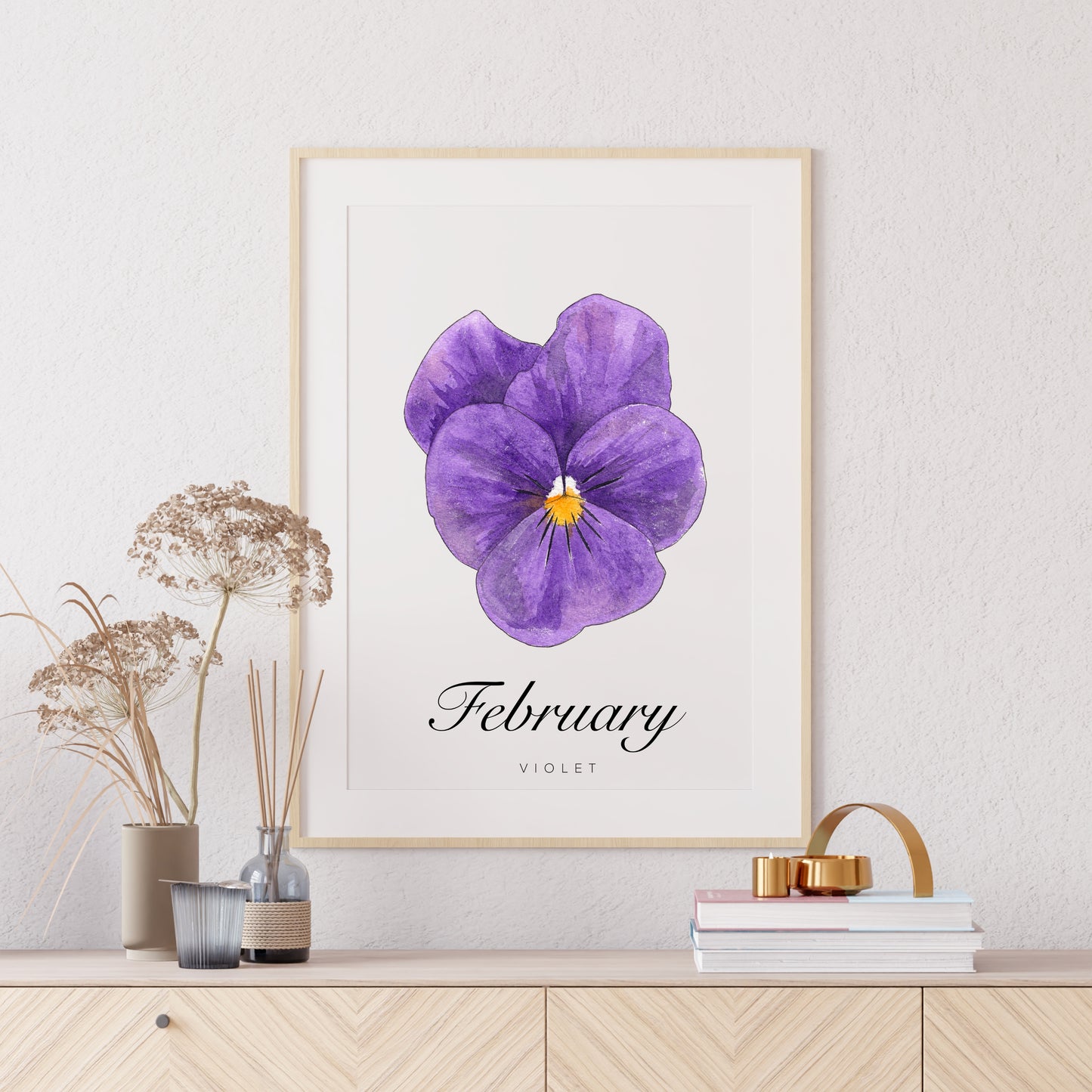 February Birth Month Flower Print