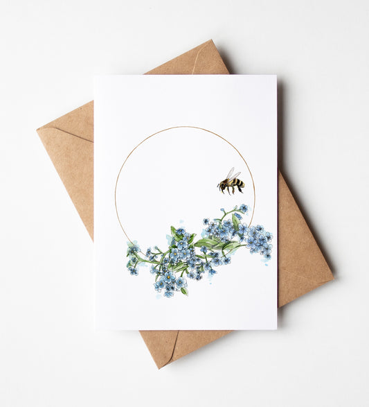 Forget-me-not & Bee Greeting Card