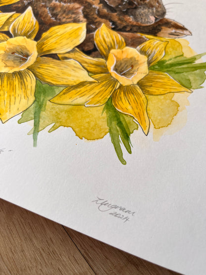 Dozing in Daffodils Original