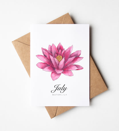 July Birth Month Flower Greeting Card