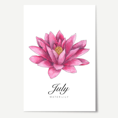 July Birth Month Flower Print