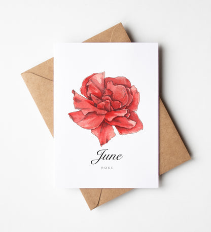 June Birth Month Flower Greeting Card