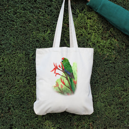 Kākāriki on Harakeke Tote Bag