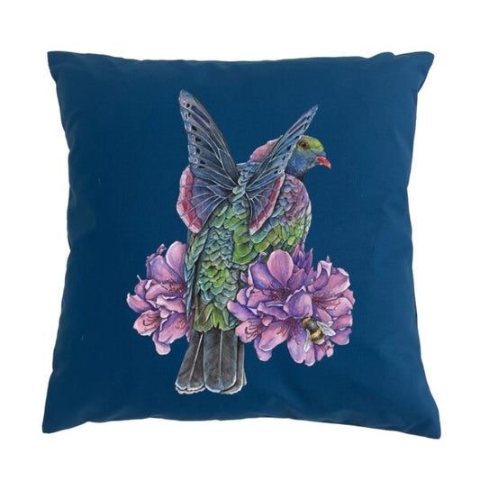Kererū on Rhododendron Limited Edition Cushion Cover