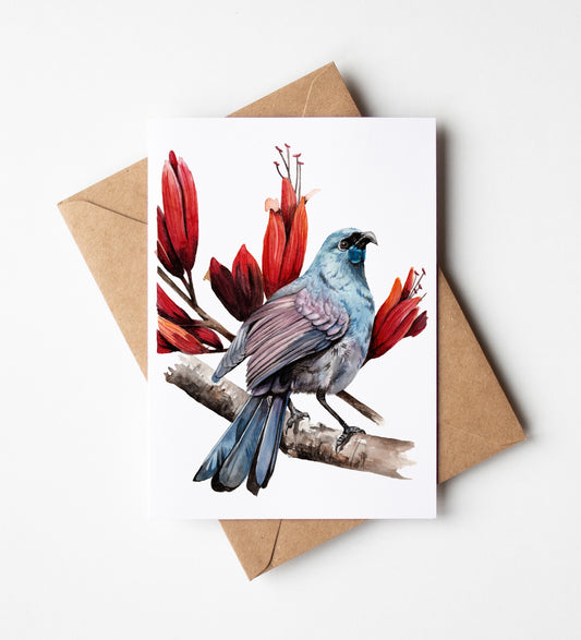 Kōkako & Harakeke Greeting Card