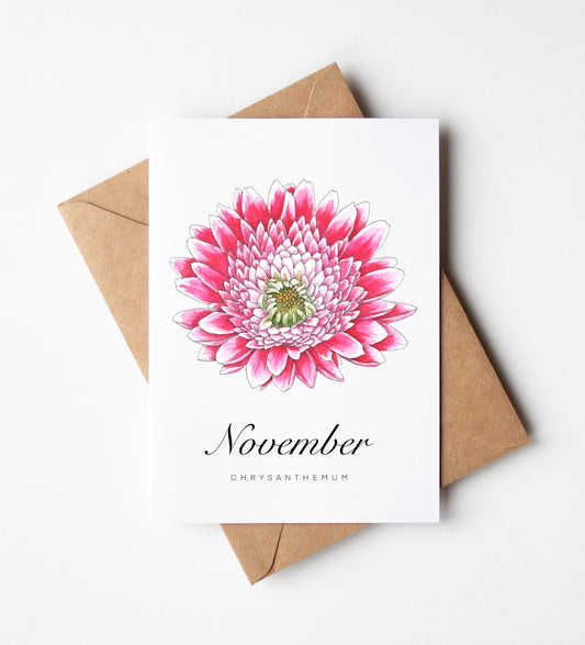 November Birth Month Flower Greeting Card