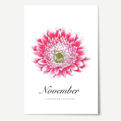 November Birth Month Flower Print