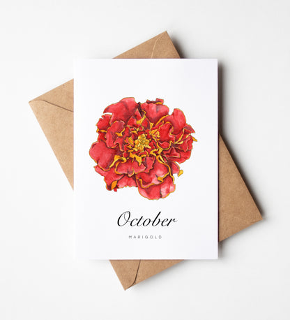 October Birth Month Flower Greeting Card
