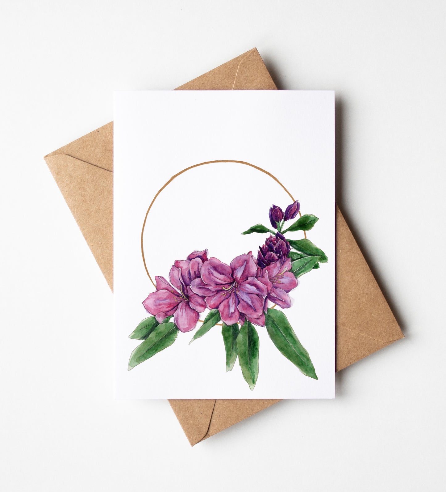 Rhododendron Wreath Greeting Card