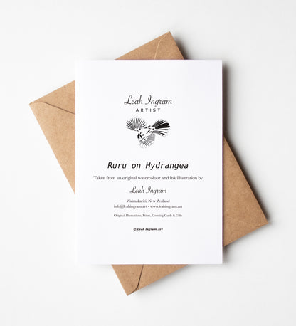 Ruru on Hydrangea Greeting Card