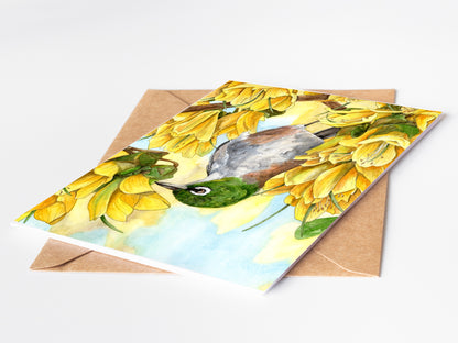 Tauhou in the Kōwhai Greeting Card
