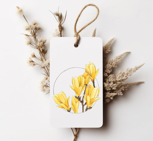 Yellow Bird Magnolia Wreath Gift Tag