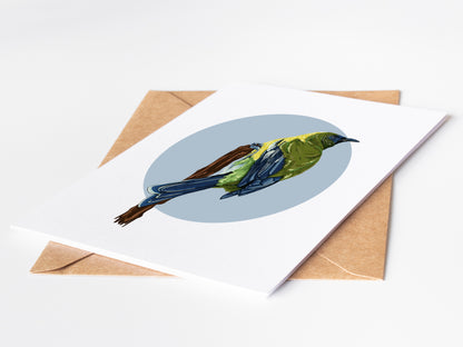 Korimako in Blue Greeting Card