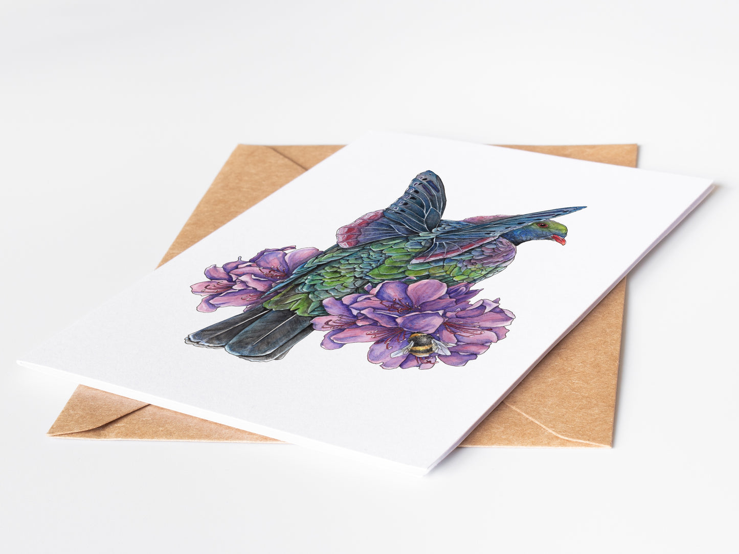 Kererū  on Rhododendron Greeting Card