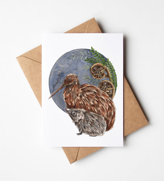 Kiwi & Hedgehog Greeting Card