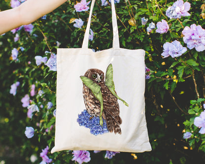 Ruru on Hydrangea Tote Bag