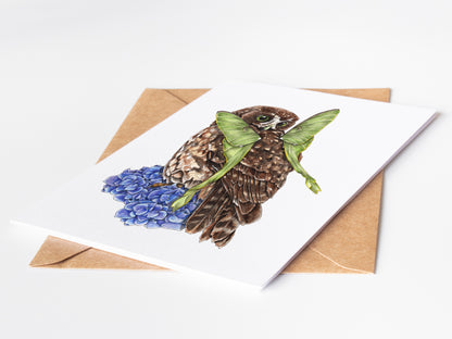 Ruru on Hydrangea Greeting Card