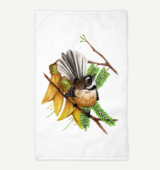 Pīwakawaka & Kōwhai Tea Towel