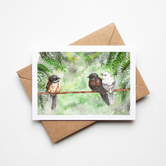 Three Pīwakawaka Greeting Card