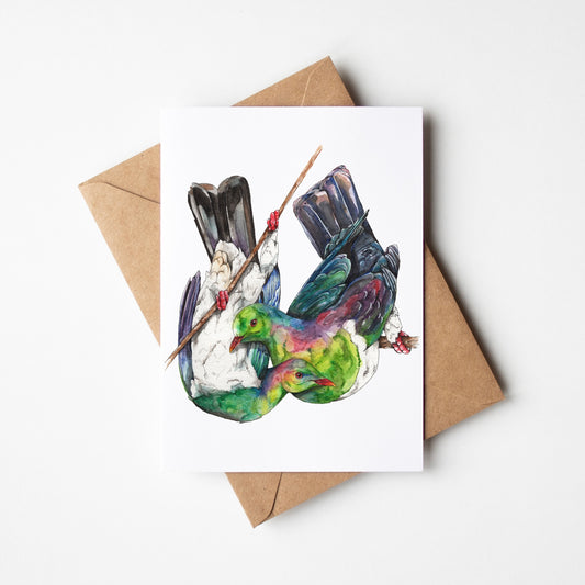 Native Pair Kererū Greeting Card
