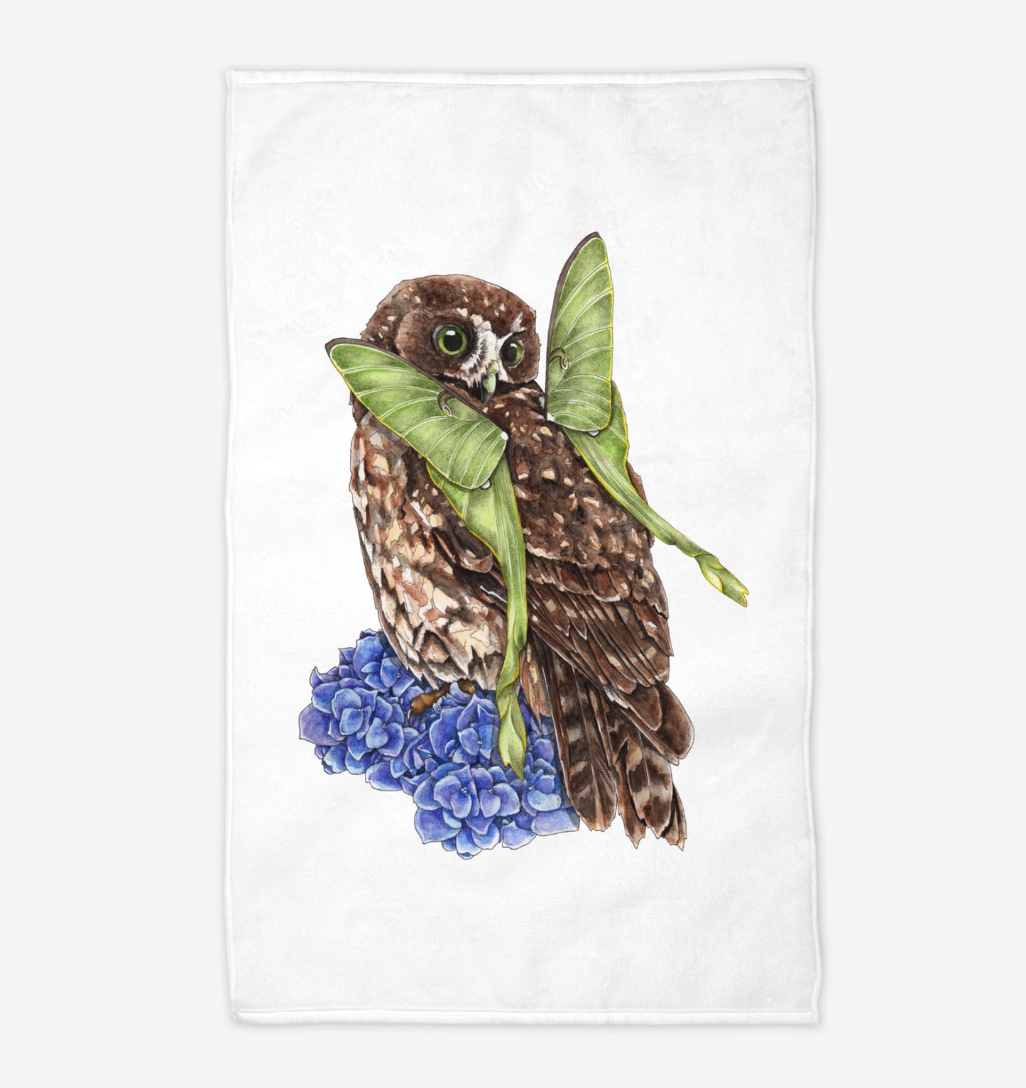 Ruru on Hydrangea Tea Towel